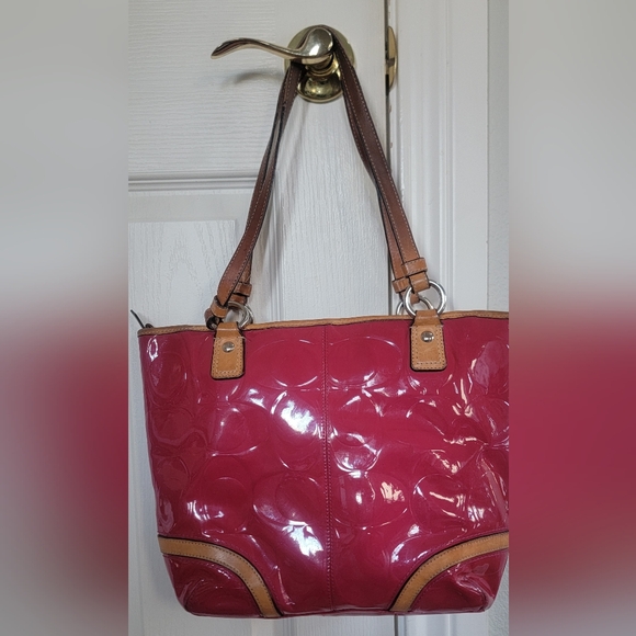 Coach Pink Patent Leather Tote Bag - Picture 2 of 12